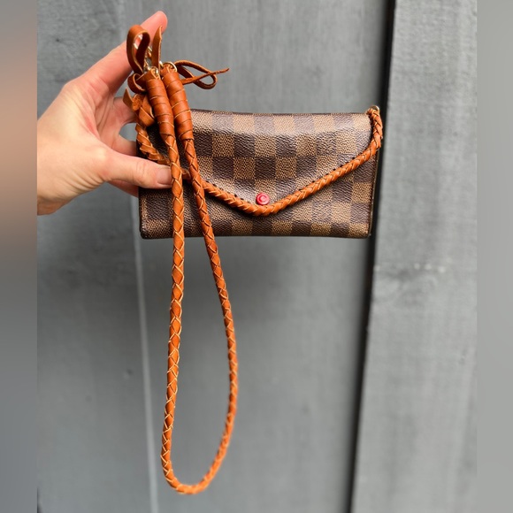 Louis Vuitton Damier Ebene Boho Custom Wallet on Chain Removable Leather Strap - Picture 2 of 6